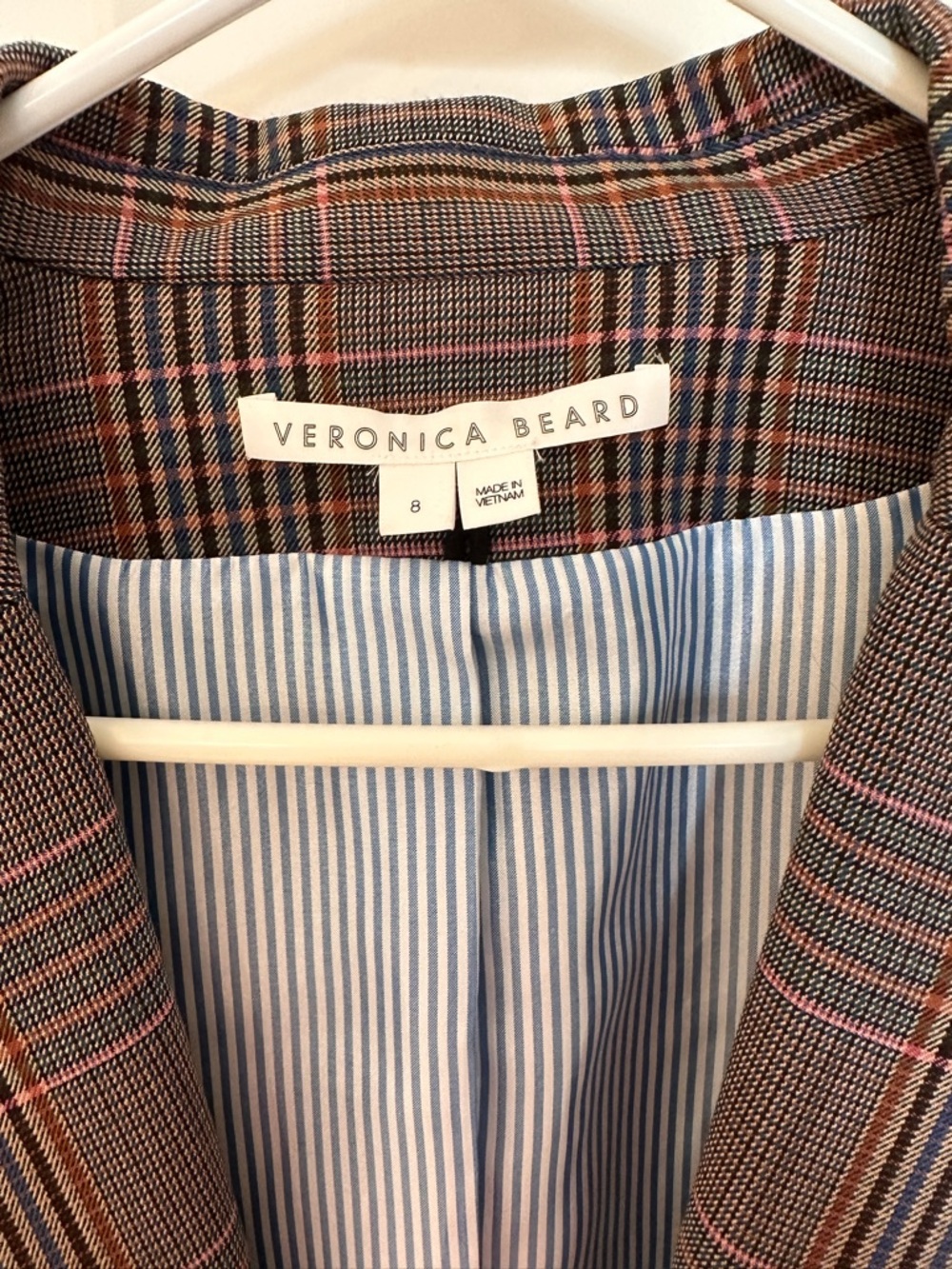 Veronica Beard Plaid Blazer in Brown, Pink & Blue